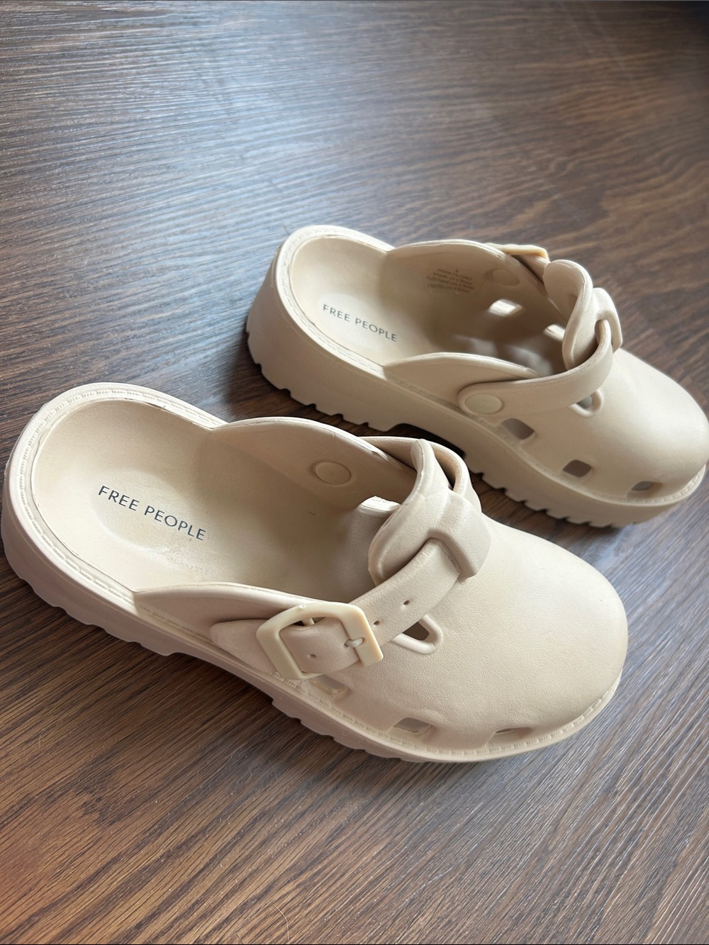 Free People Kids Cream Buckle Clog Sandals
